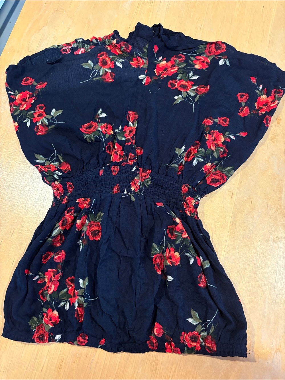Ambiance Navy Floral Smocked-Waist Romper